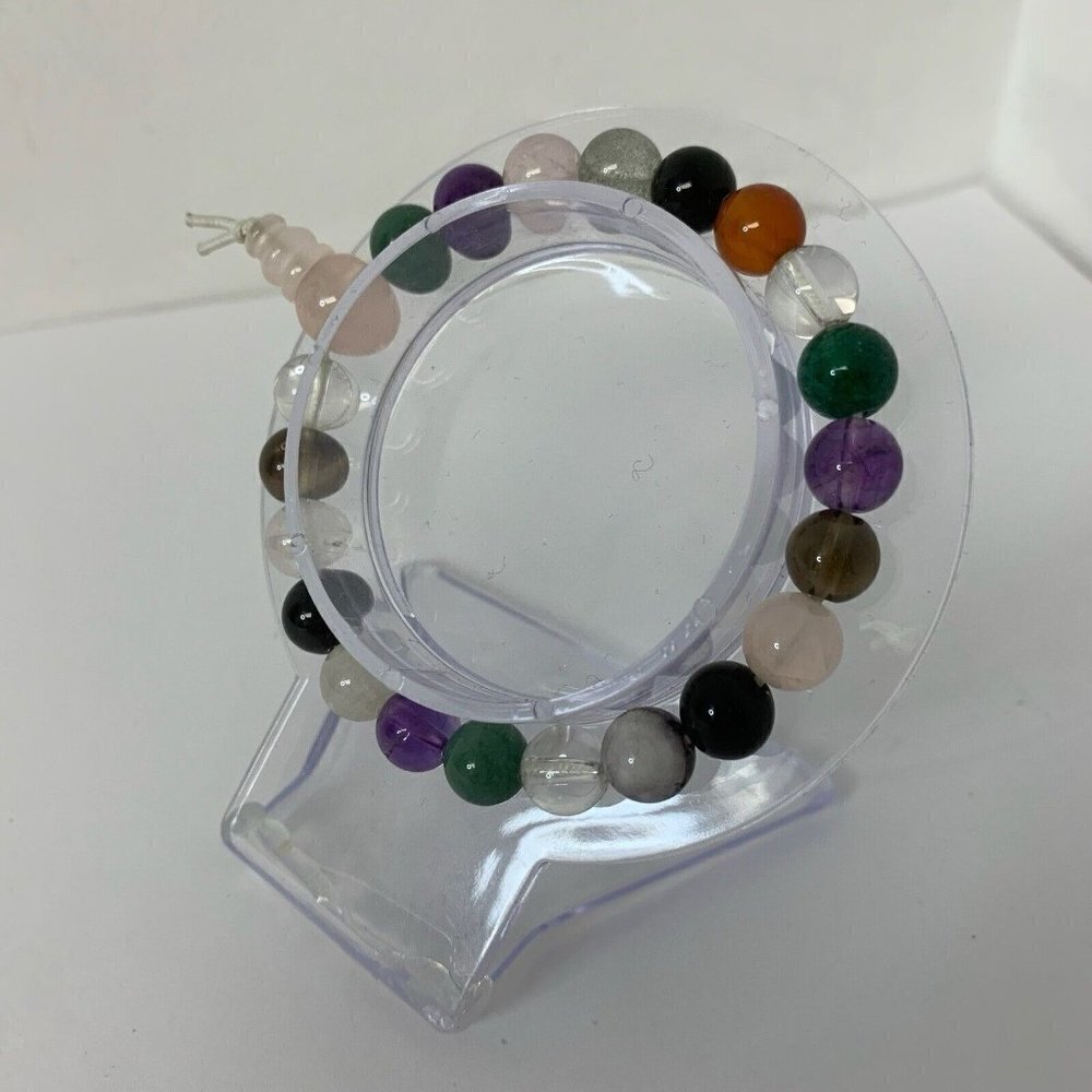 Stretch Elastic One Size glass beads multicolored bracelet - Picture 5 of 7